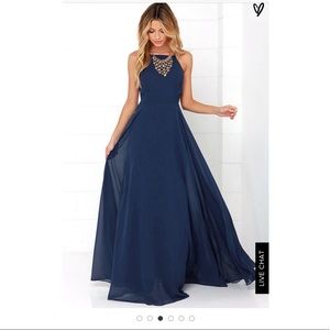 NWT Lulus Navy opens back long dress